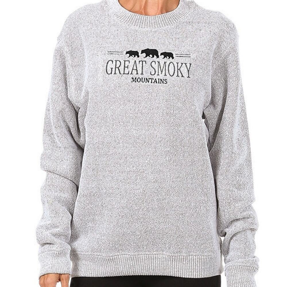 Great Smoky Mountains Granola Cabin Core Salt & Pepper Grey Sweater Size S